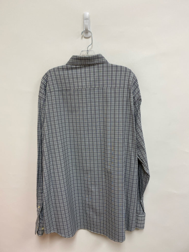 Peter Millar Size XXL White Black Plaid Button Up Men&