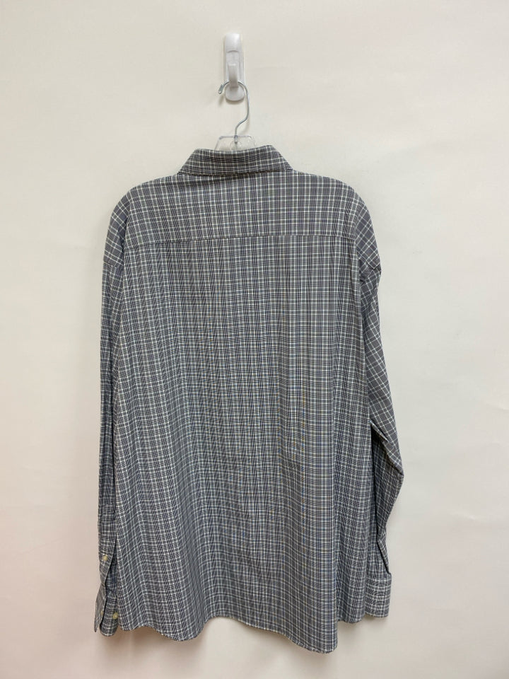 Peter Millar Size XXL White Black Plaid Button Up Men&