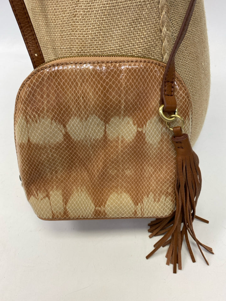 NWT Hobo Brown Beige Embossed Leather Crossbody