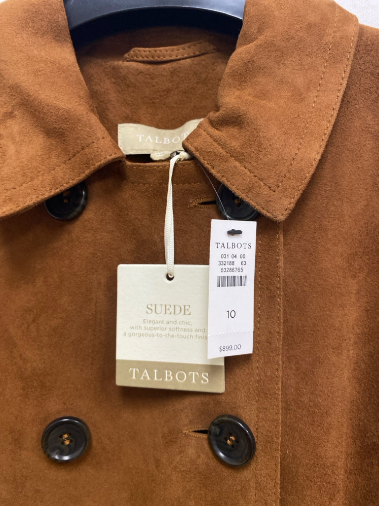 NWT Talbots Size 10 Camel Double-Breasted Suede Ladies Jacket
