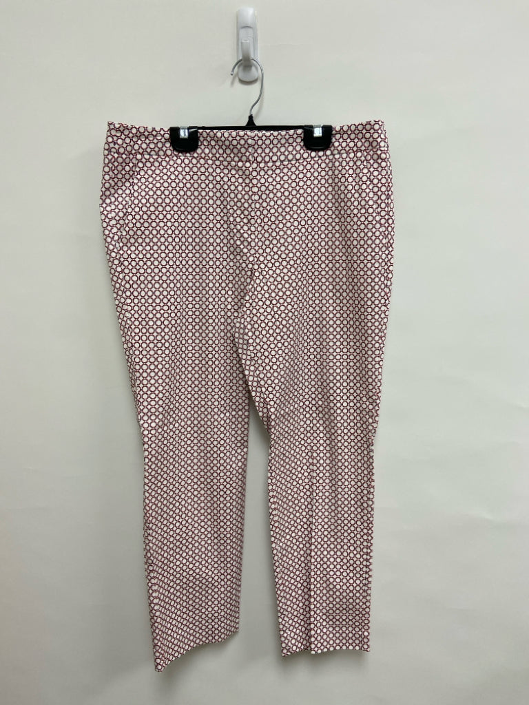 Donna Ricco Size 10 White Black/Red Print Ladies Pants