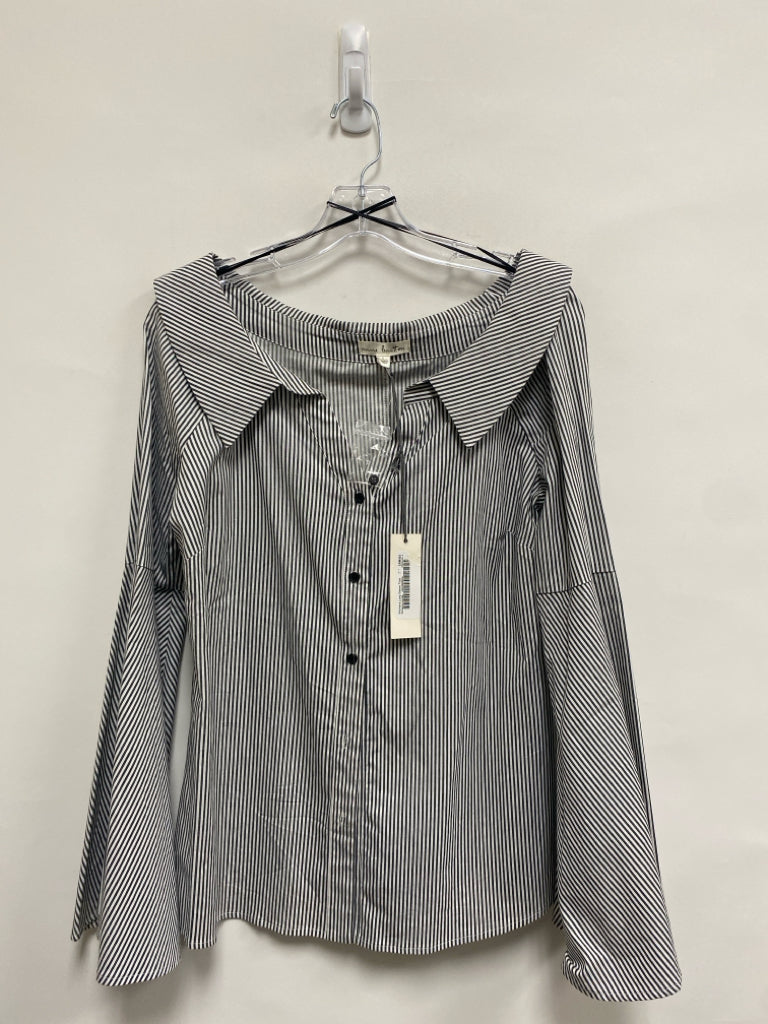 NWT Size S White Charcoal Striped Bell Sleeves Ladies Top