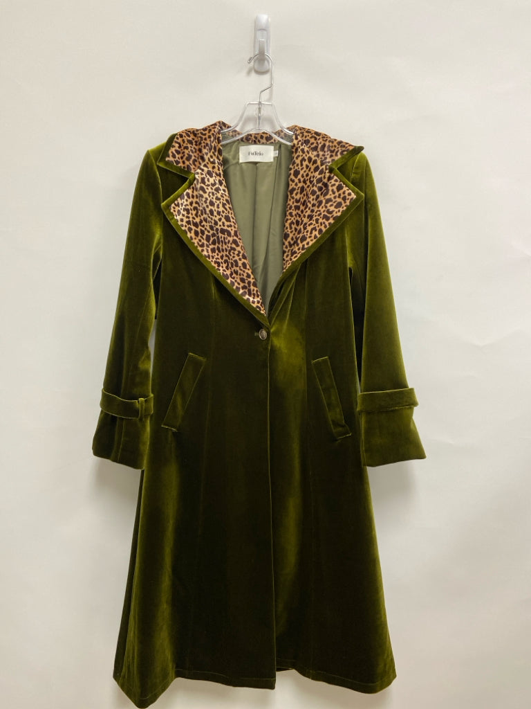 Size S Dark Green Tan/Brown Velour Ladies Jacket