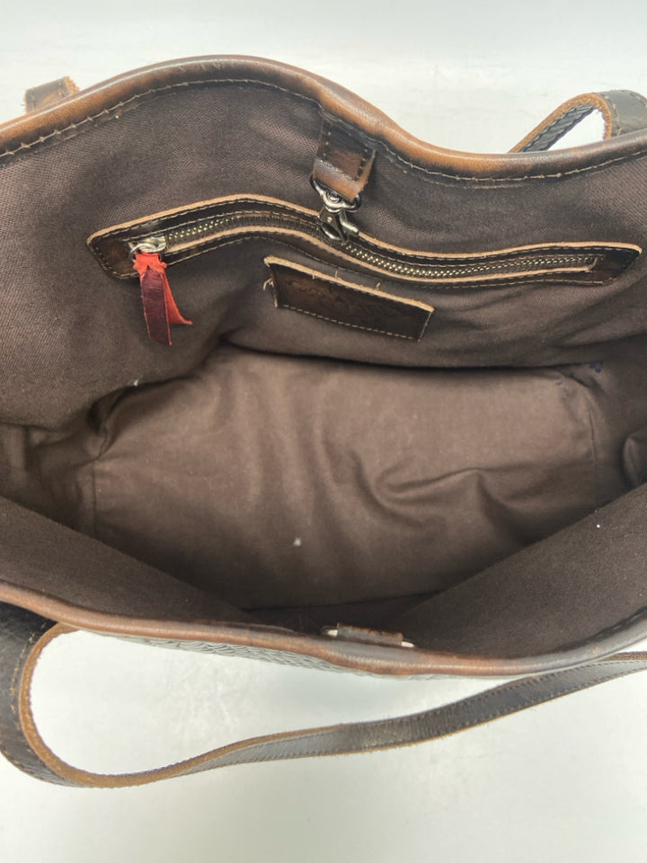 Freebird Black Dark Brown Embossed Handbag