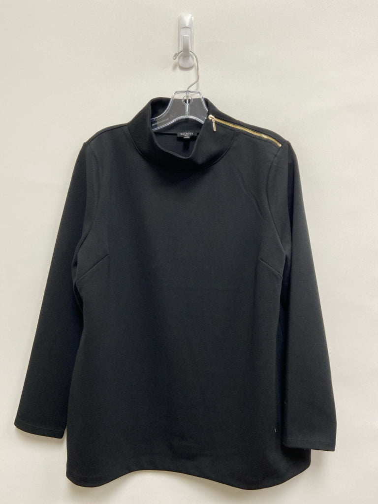 Talbots Size LP Black Zipper Mock Neck Petite Top