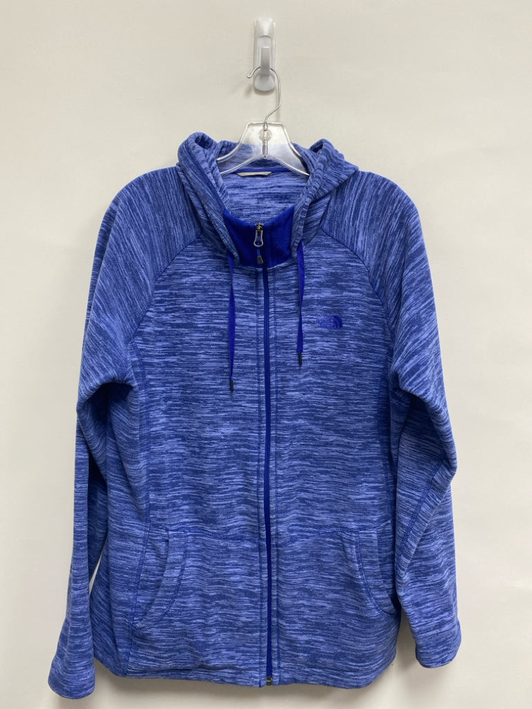 North Face Size XL Navy/Blue Streaked Zip Down Fleece Ladies Jacket