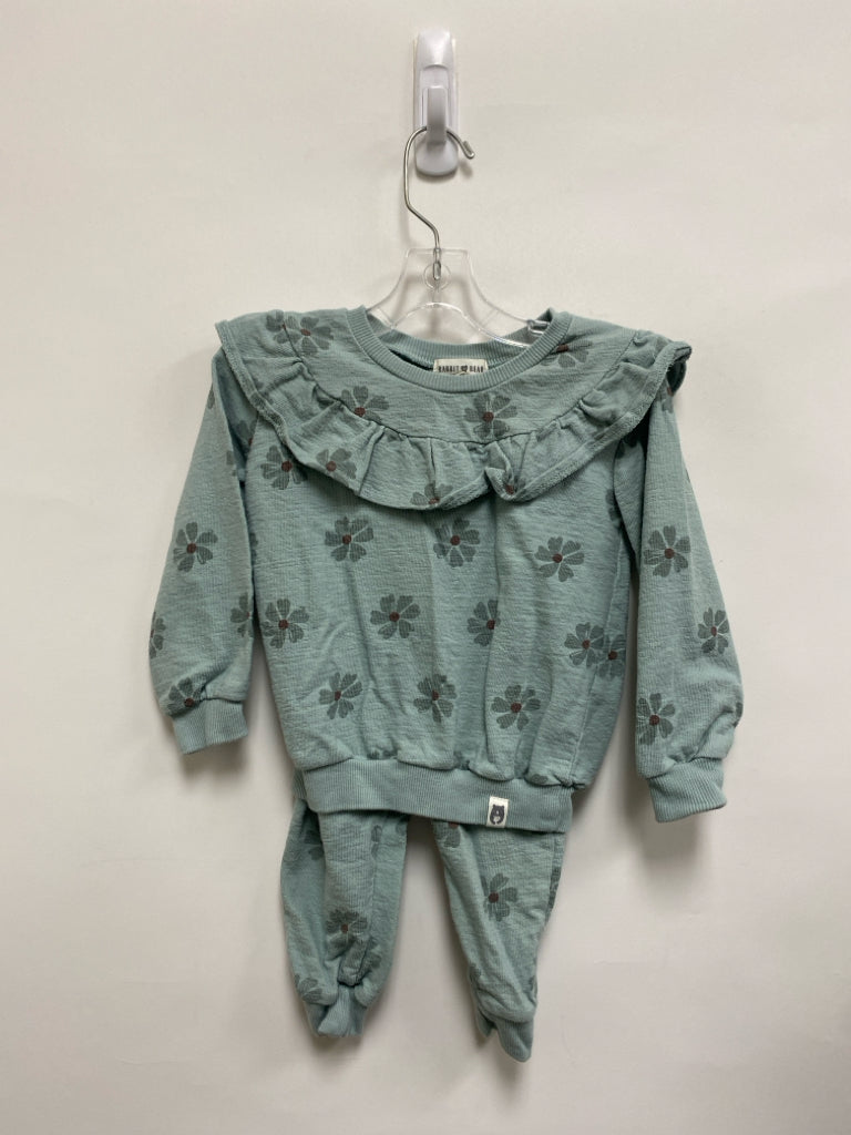 Rabbit + Bear SIZE 2T Blue Brown Flowers Girl&