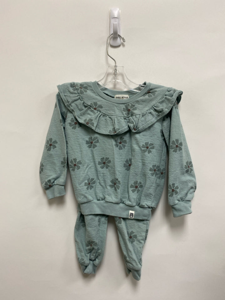 Rabbit + Bear SIZE 2T Blue Brown Flowers Girl&