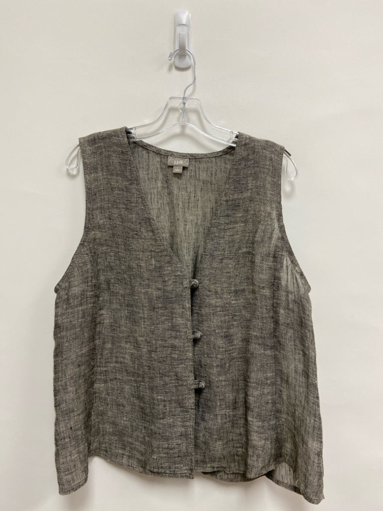 J Jill Size L Charcoal Beige Sleeveless Linen Ladies Vest