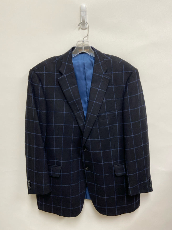 Peter Millar Size 46R Black/Blue Windowpane Men&