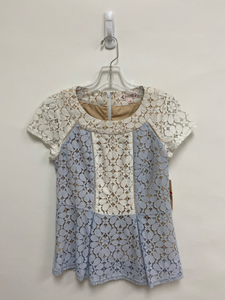 NWT Nanette Lepore Size XS White Powder Blue Lace Ladies Top