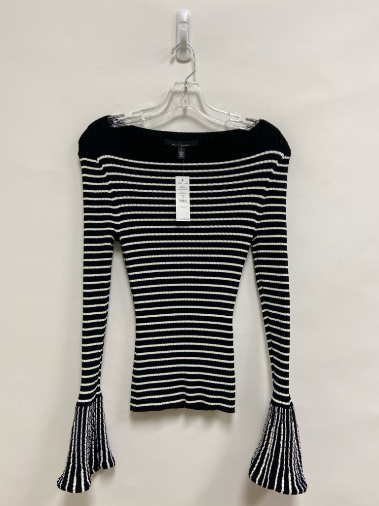 NWT WHBM Size S Black/White Striped Boat Neck Ladies Sweater