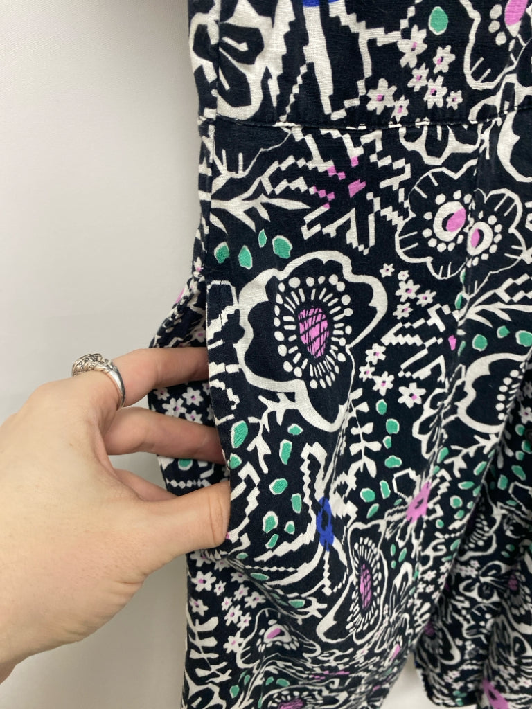 Marine Layer Size L Black/White Pink/Green Shapes V Neck Ladies Dress