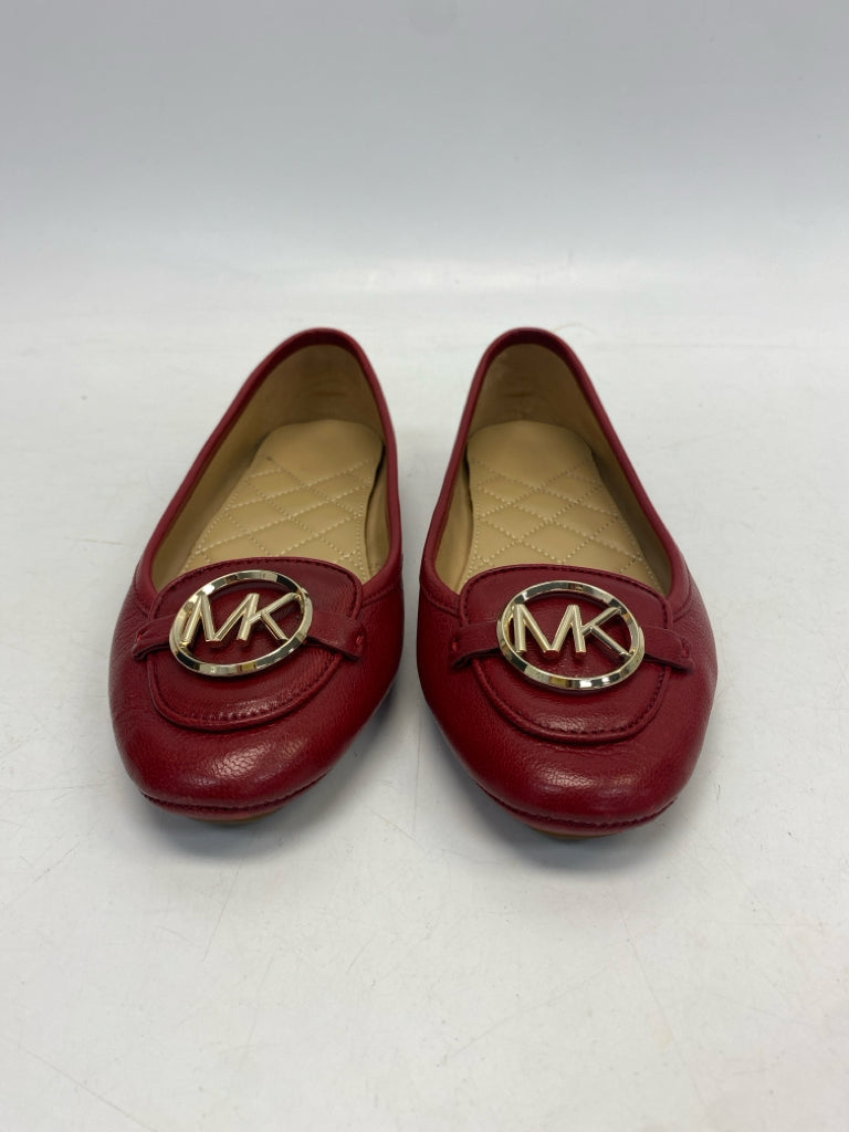Michael Kors US Size 7.5 Dark Red Gold Logo Flats