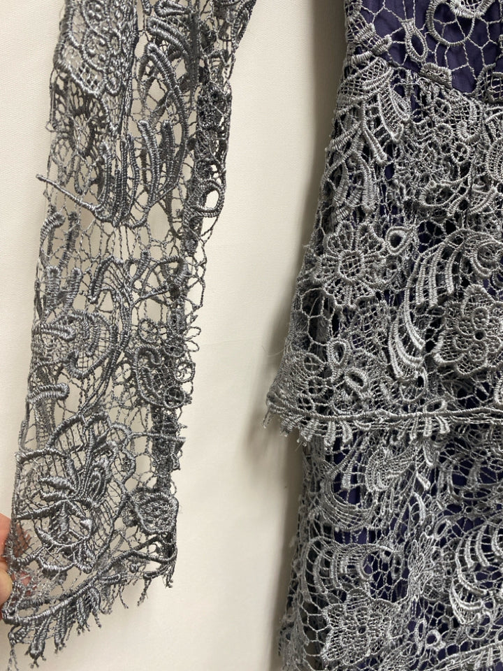 Antonio Melani Size 0 Dark Purple Gray Lace Ladies Dress