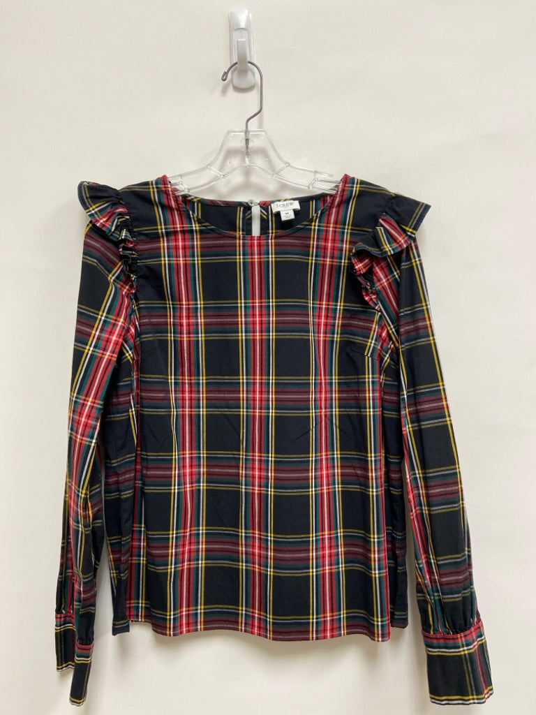 J Crew Size M Black/White Red/Yellow Plaid Ladies Top