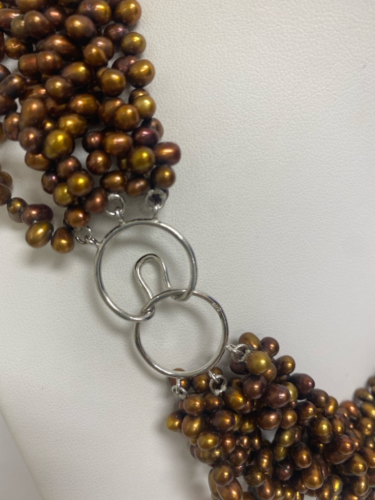 NEW/BOX Ross-Simons Bronze Silver Beaded Necklace