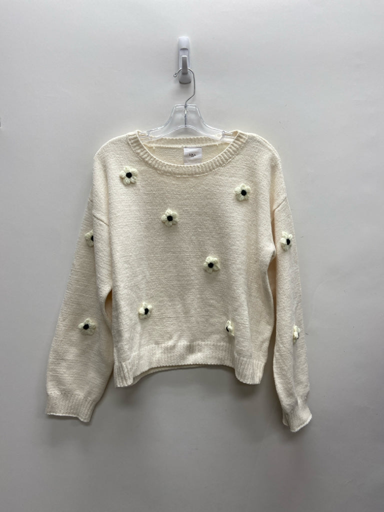 Size L White Applique Ladies Sweater