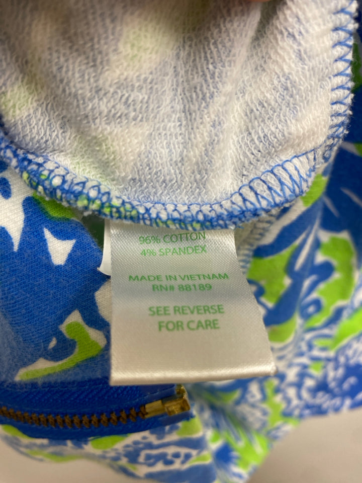 LILLY PULITZER Size L White Blue/Green Sea Coral Zip Down Ladies Jacket