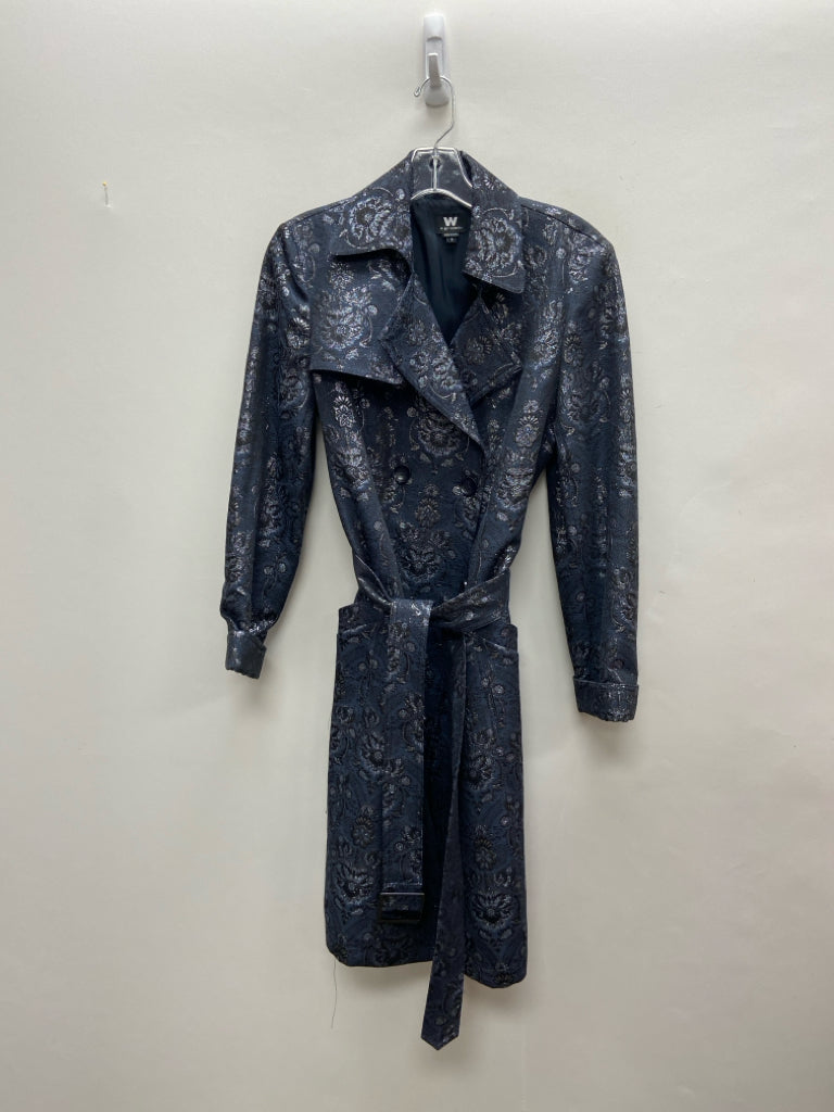 WORTH Size S Navy Black/Silver Floral Brocade Ladies Jacket
