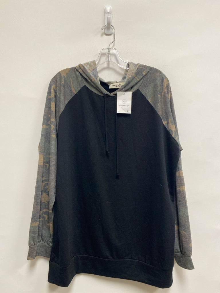 NWT Haptics Size L Gray Tan/Black Hooded Ladies Top