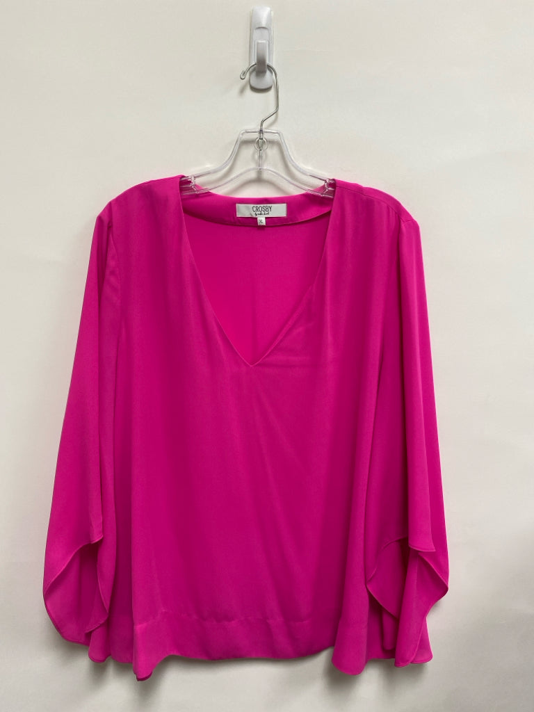 Crosby Size XL Neon Pink Bell Sleeves Ladies Top