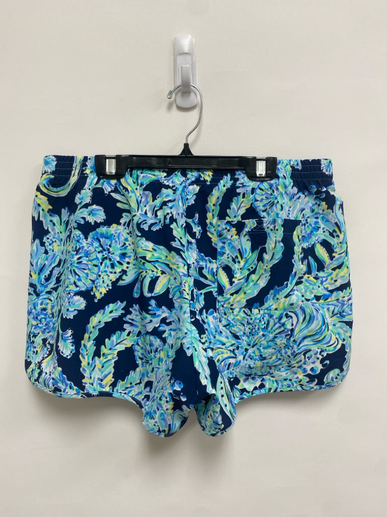 LILLY PULITZER Size L Navy Aqua/White Athletic Shorts