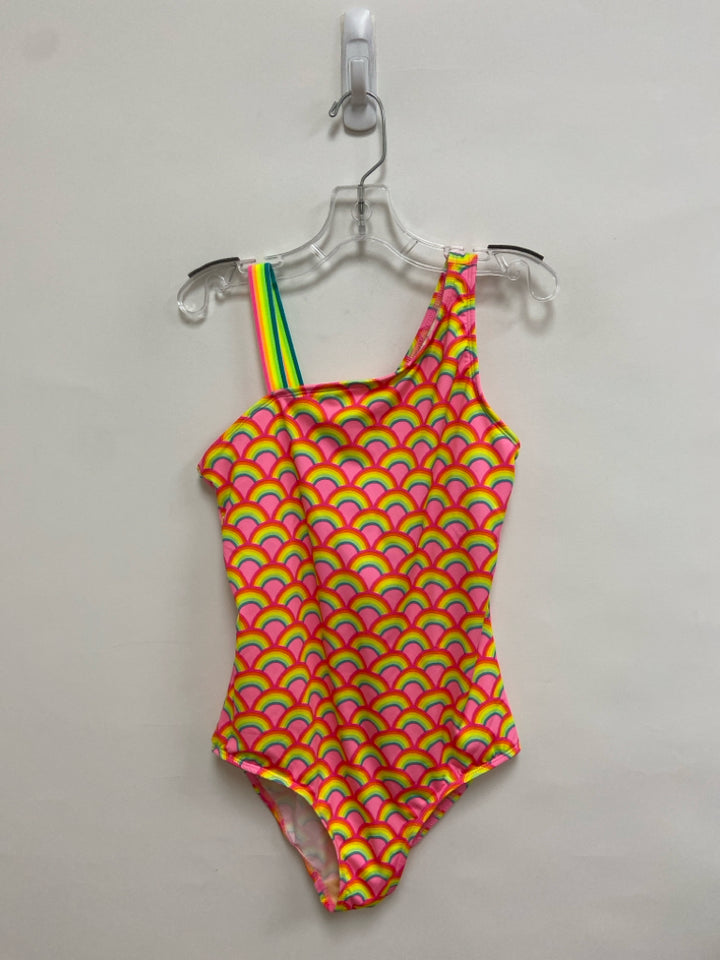 Lands End SIZE 14 Pink/Orange Green/Blue Rainbows Girl&