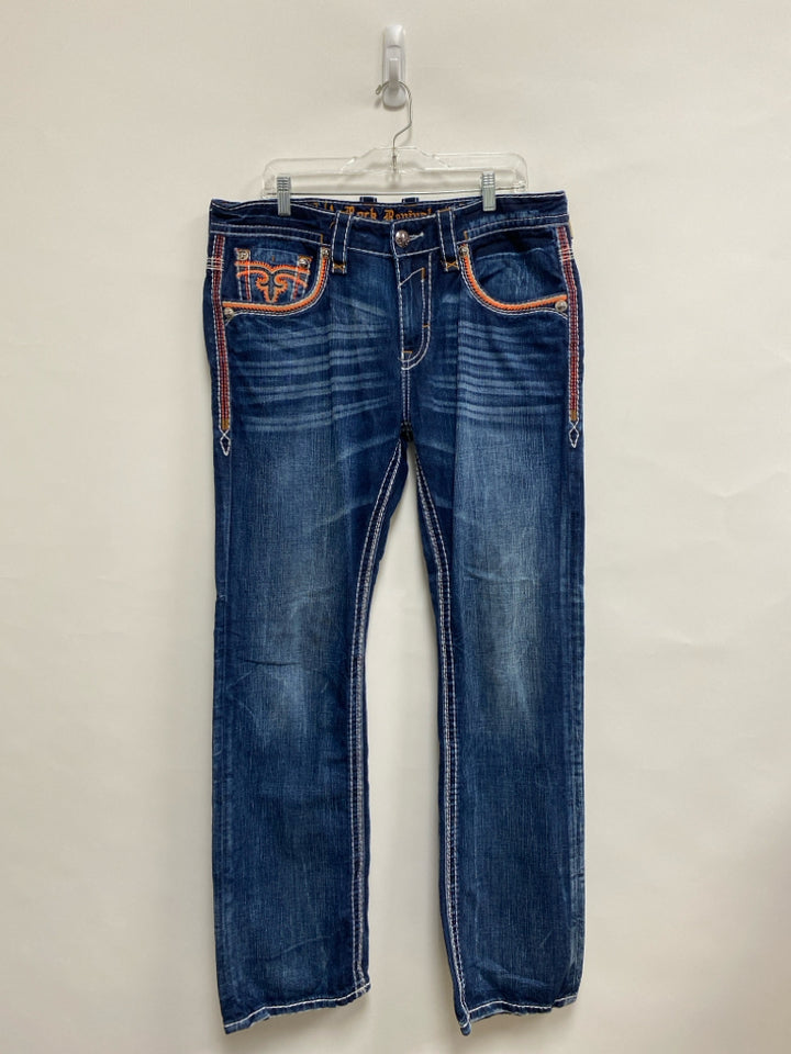 Rock Revival Size 36 Faded Navy Embroidered Men&