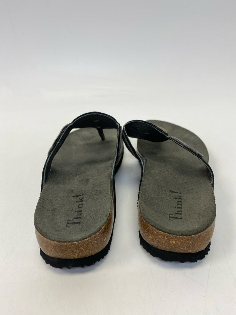 Size 39 Black Silver/Gold Sandals