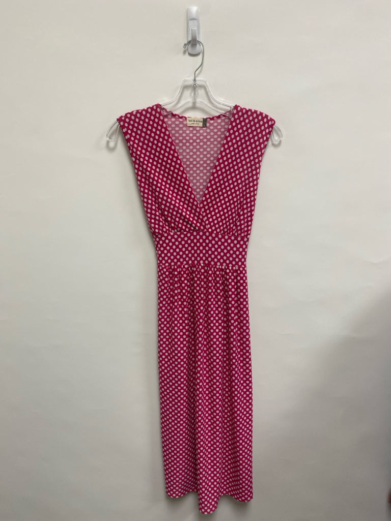 Size S Pink White Polka Dot Sleeveless Ladies Dress