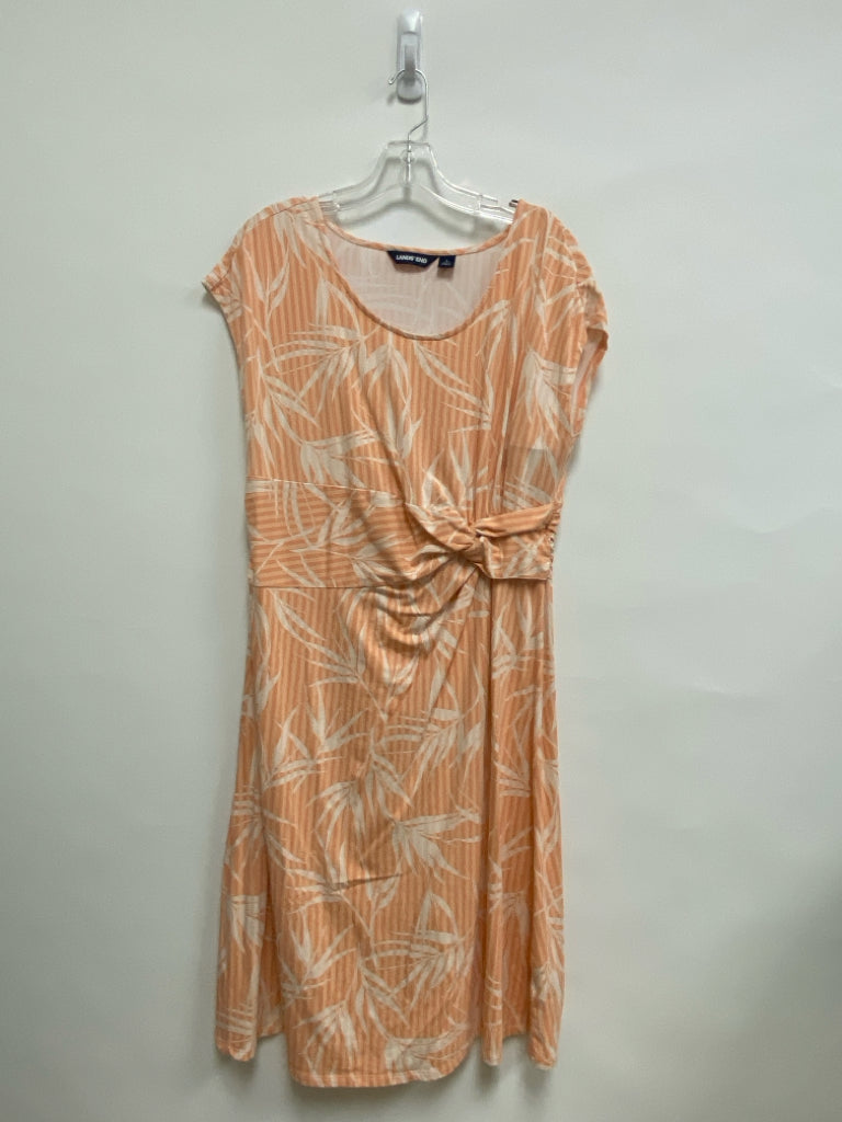 Lands End Size L Peach White Striped Ladies Dress