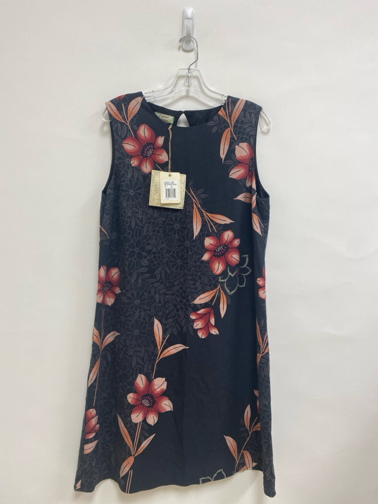 NWT Tommy Bahama Size XL Black/Gray Burgundy/Pink Flowers Silk Ladies Dress