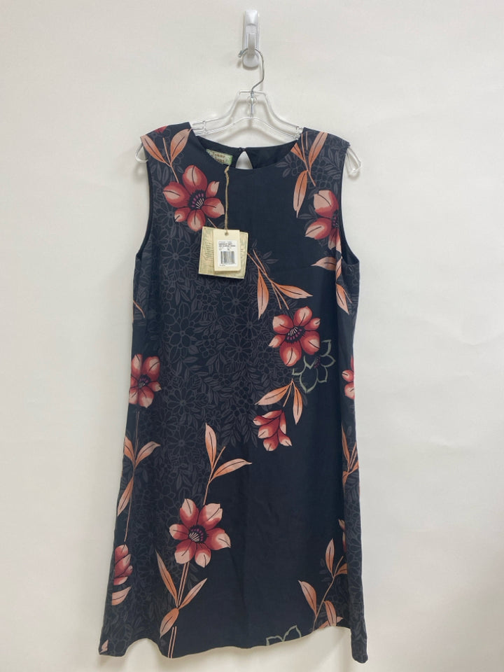 NWT Tommy Bahama Size XL Black/Gray Burgundy/Pink Flowers Silk Ladies Dress