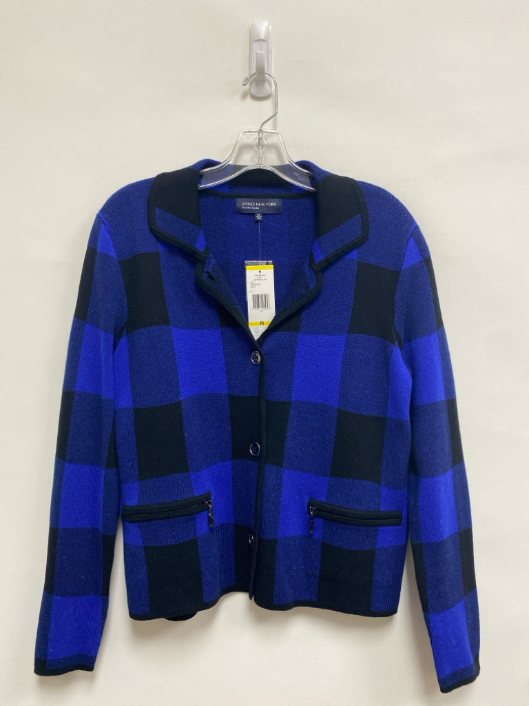 NWT Jones New York Size M Royal Blue Black Checkered Ladies Sweater