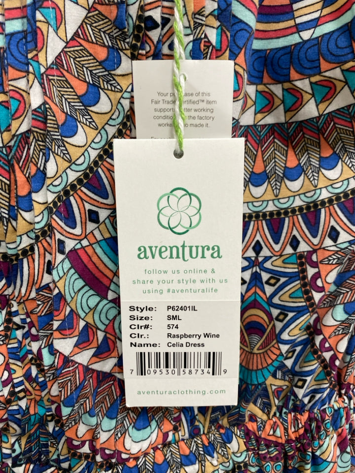 NWT Size S Coral/White Aqua/Multi Geometric Sleeveless Ladies Dress