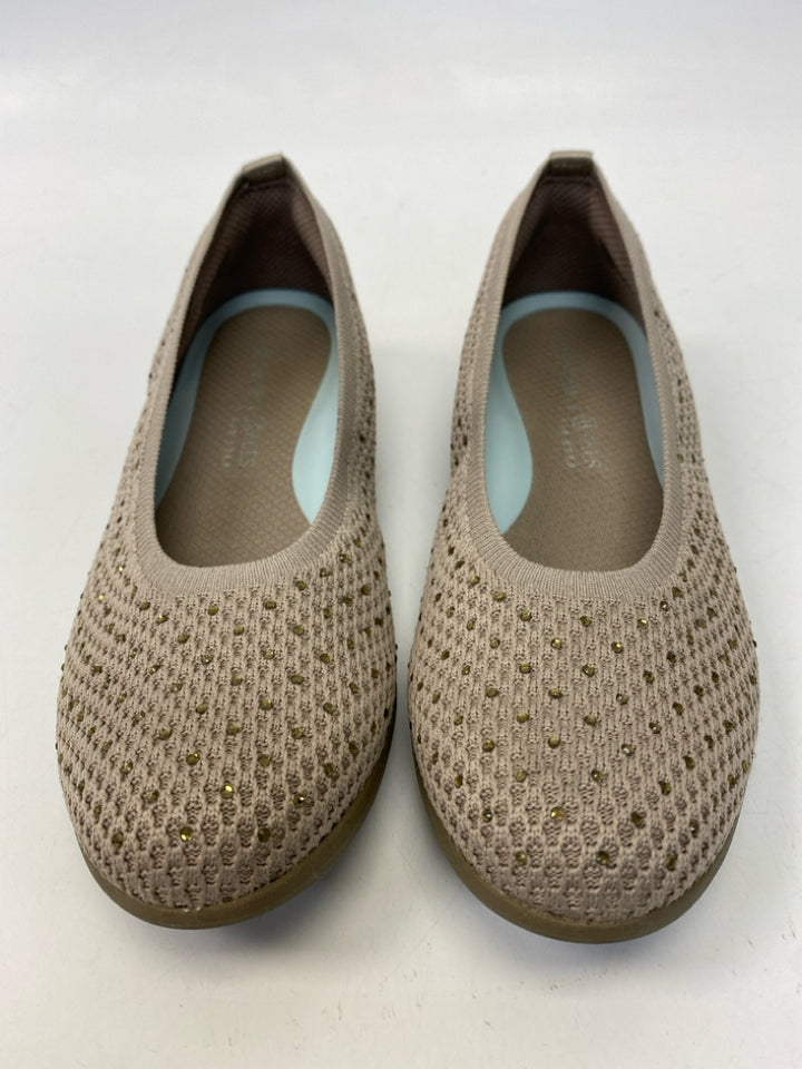 Life Stride  Size 7.5 Taupe Beaded Flats