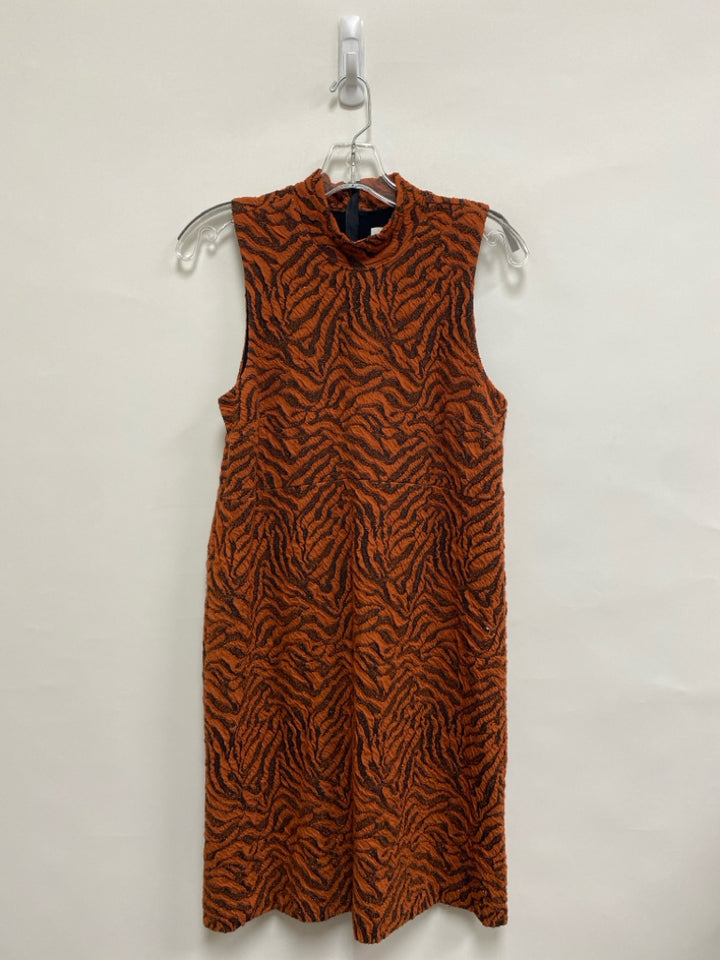 Anthropologie Size SP Orange Black Zebra Print Sleeveless Petite Dress
