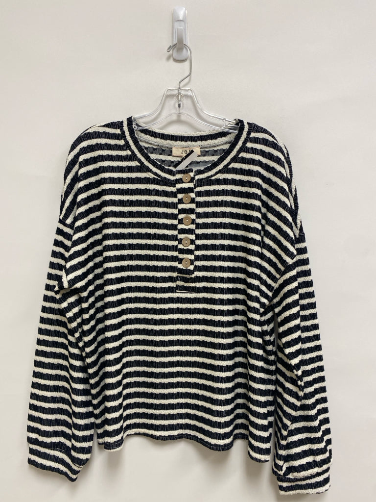 NWT Size L Cream/Black Striped Long Sleeve Ladies Top