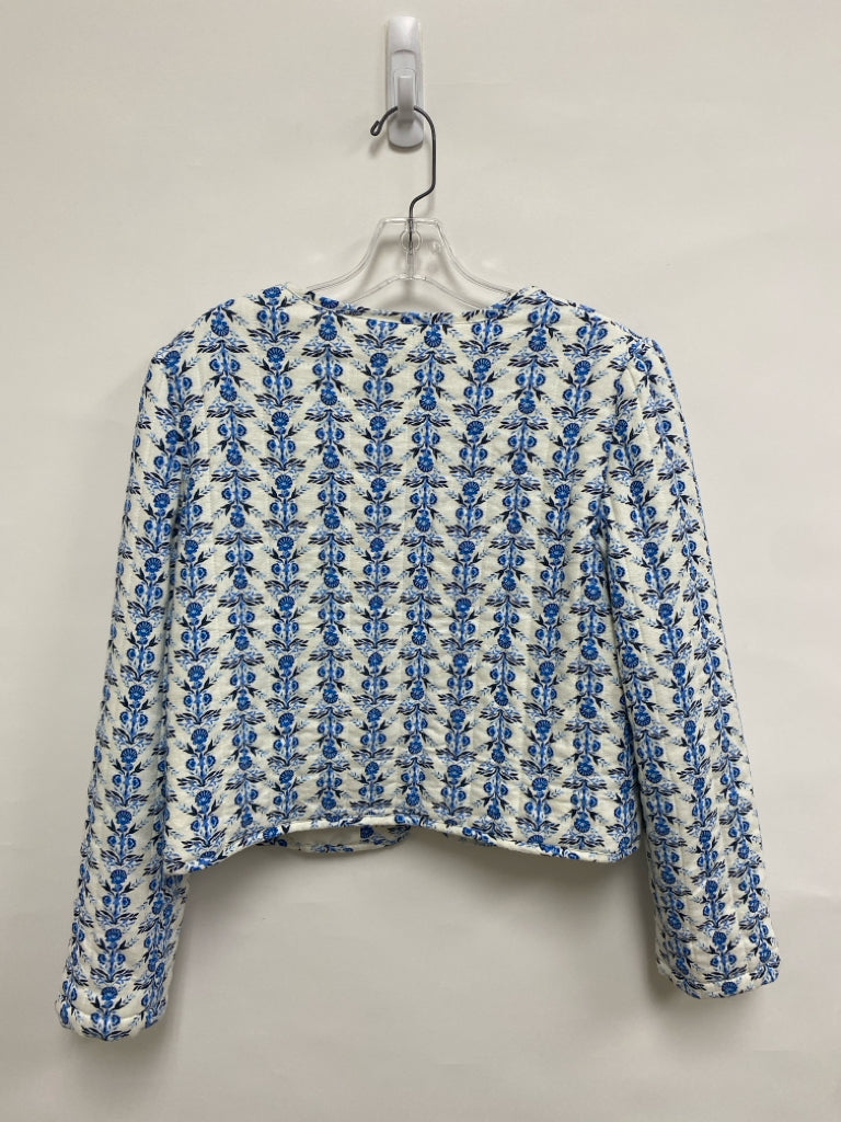 Caroline Constas Size M White Navy/Blue Floral Ladies Jacket