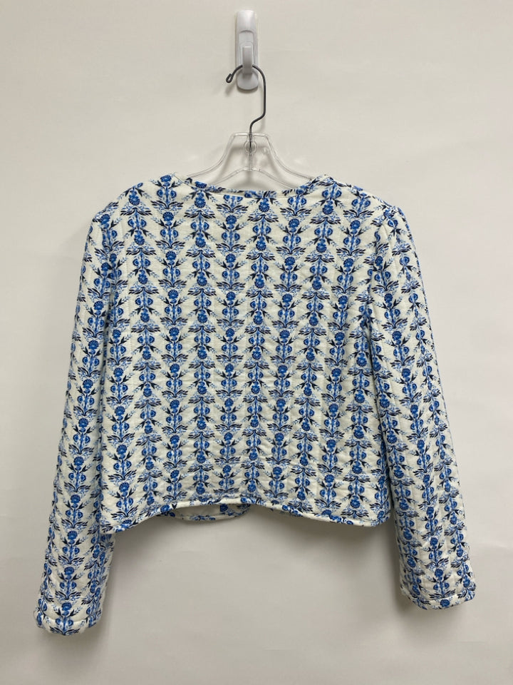 Caroline Constas Size M White Navy/Blue Floral Ladies Jacket