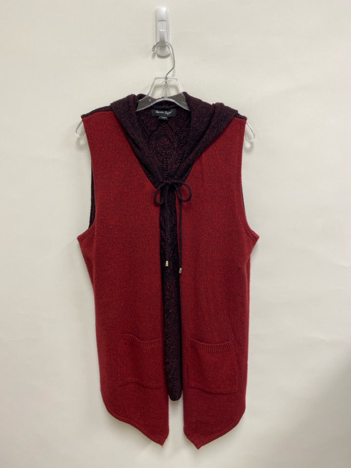 Charlie Paige Size L Red Burgundy/Black Sleeveless Ladies Sweater