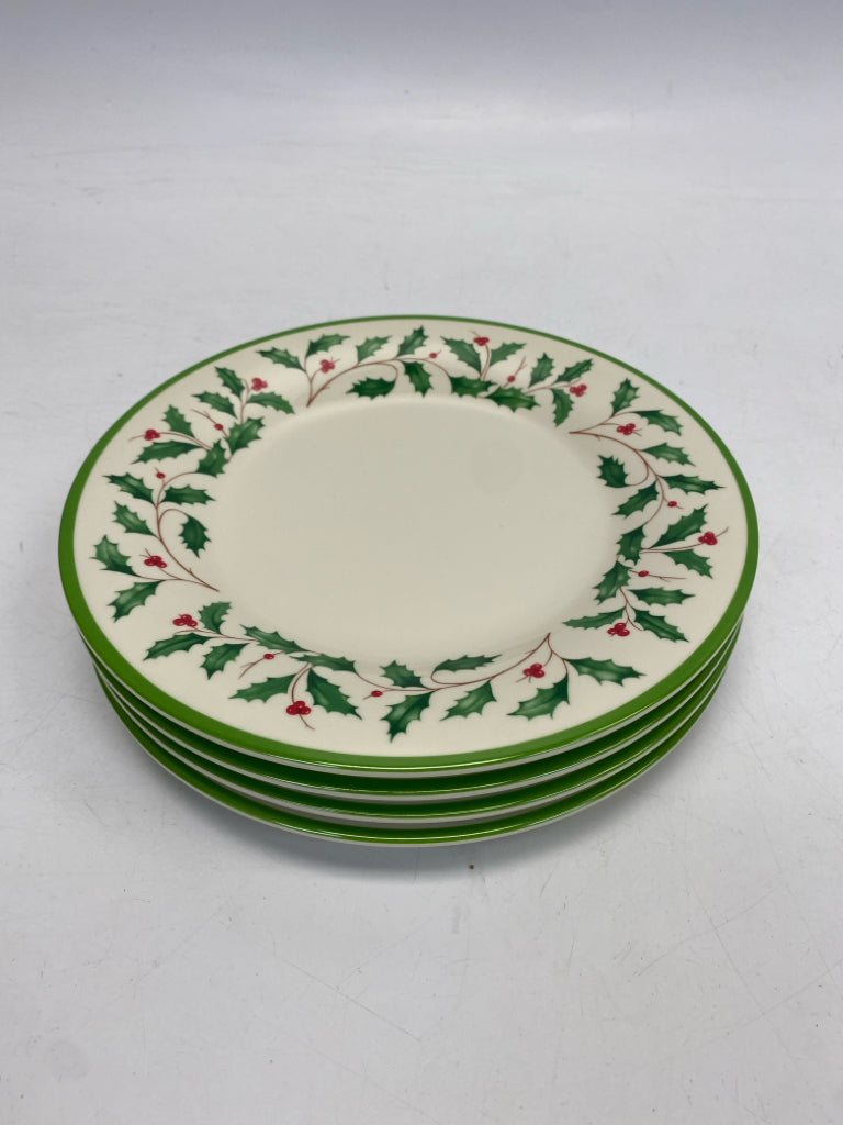 Lenox White Green/Red Holly Berries Melamine Christmas