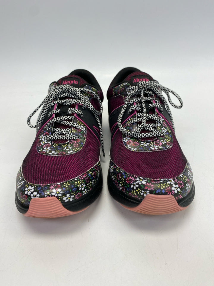 Alegria  Size 42 Cranberry Black/Multi Flower(s) Sneakers