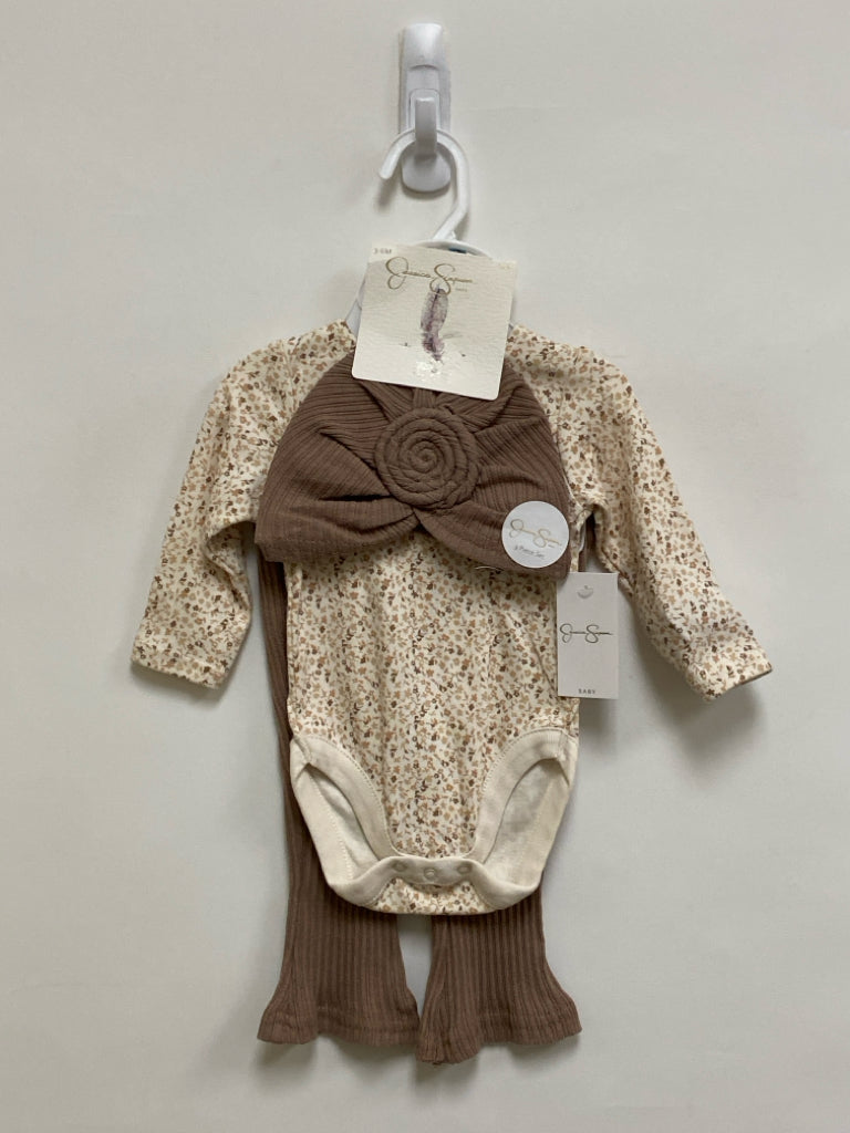 NWT Jessica Simpson SIZE 3-6M Cream/Brown Beige Floral Girl&