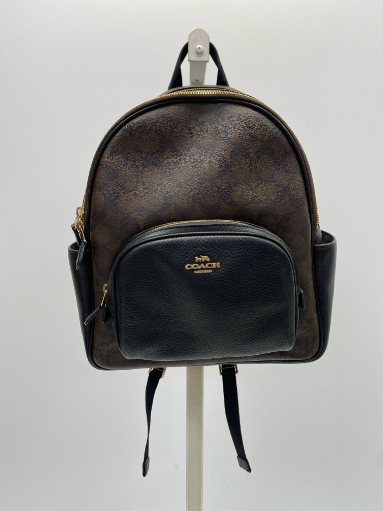 Coach Dark Brown Black Signature Backpack