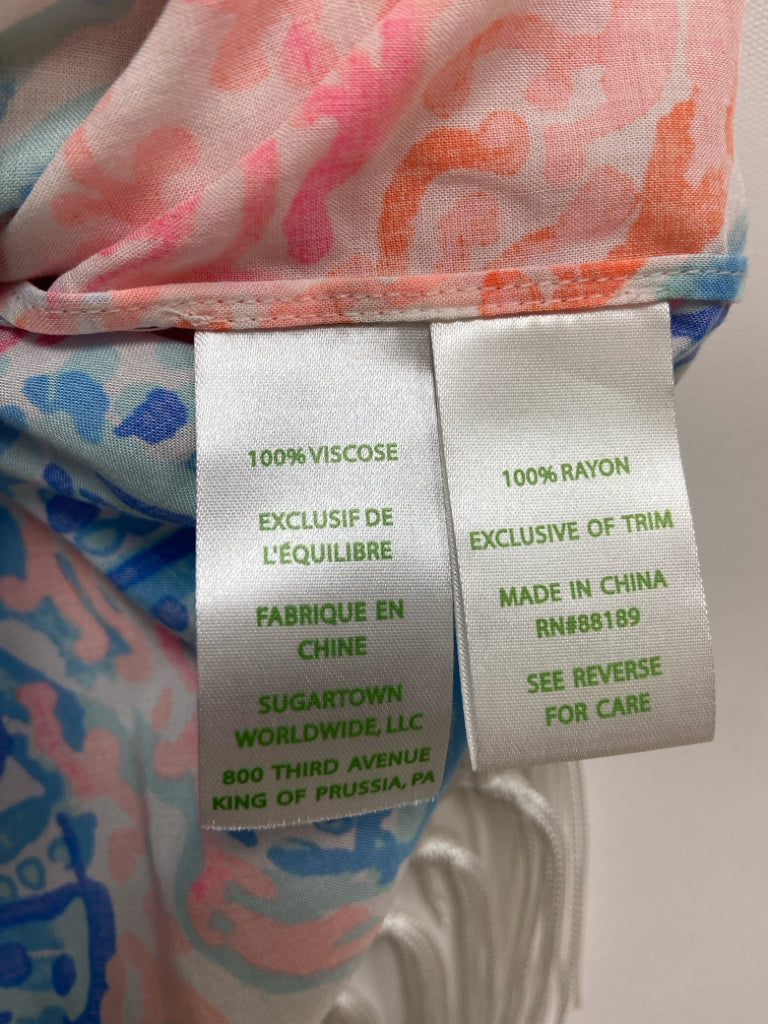 LILLY PULITZER Size XS Aqua/White Pink/Blue Sea Coral Sleeveless Ladies Coverup