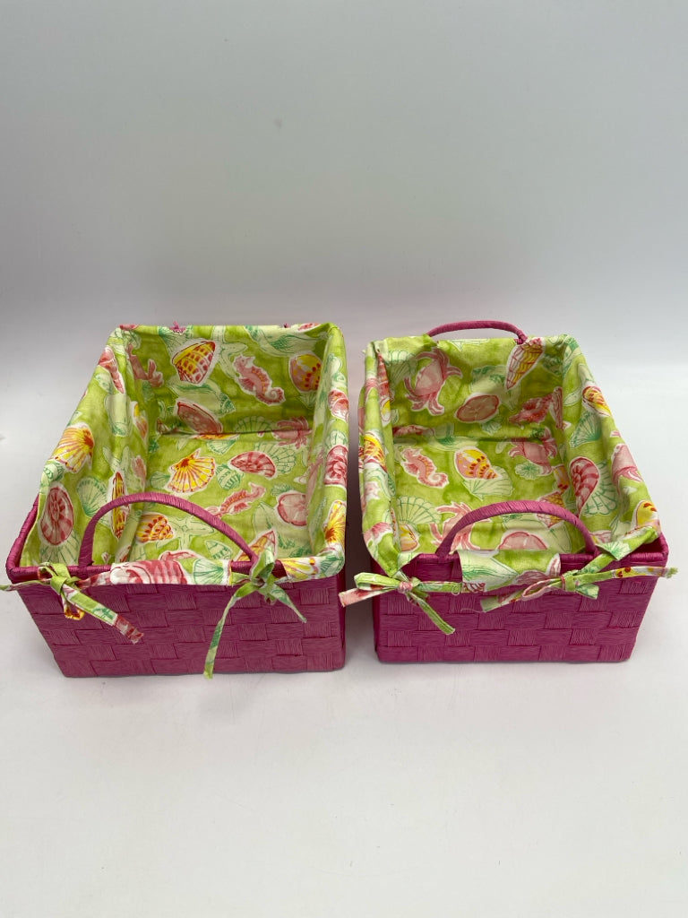 Pink Green Shells Basket