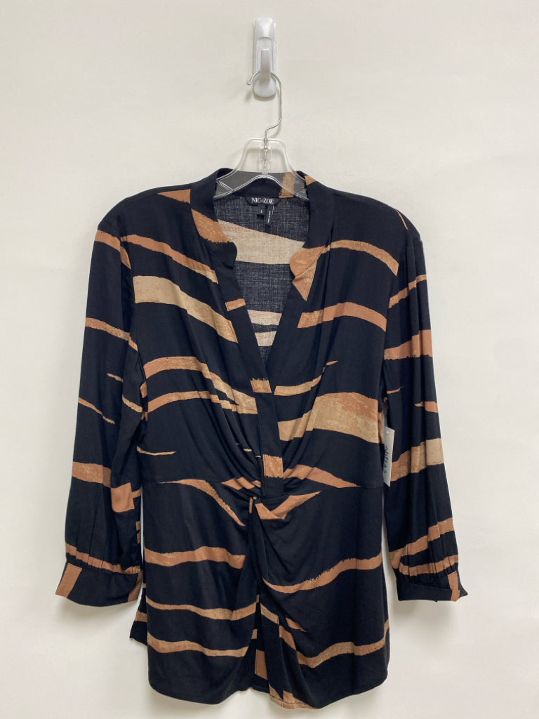 NWT Nic+ Zoe Size S Black Brown Zebra Print 3/4 Sleeve Ladies Top
