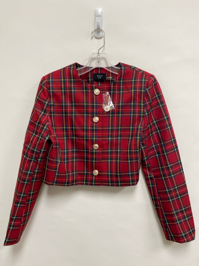 VICI Size S Red/Black Yellow Plaid Cropped Ladies Jacket